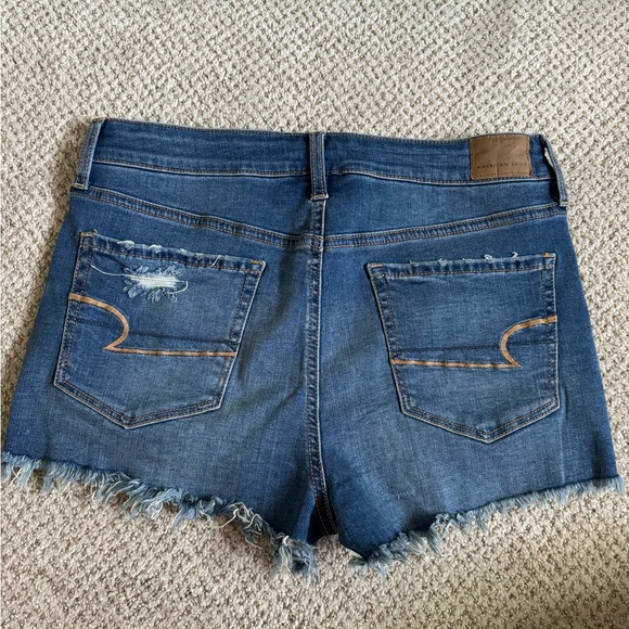 American Eagle High Rise Shortie Shorts Button fly Super Stretch Size 10 - Picture 3 of 8